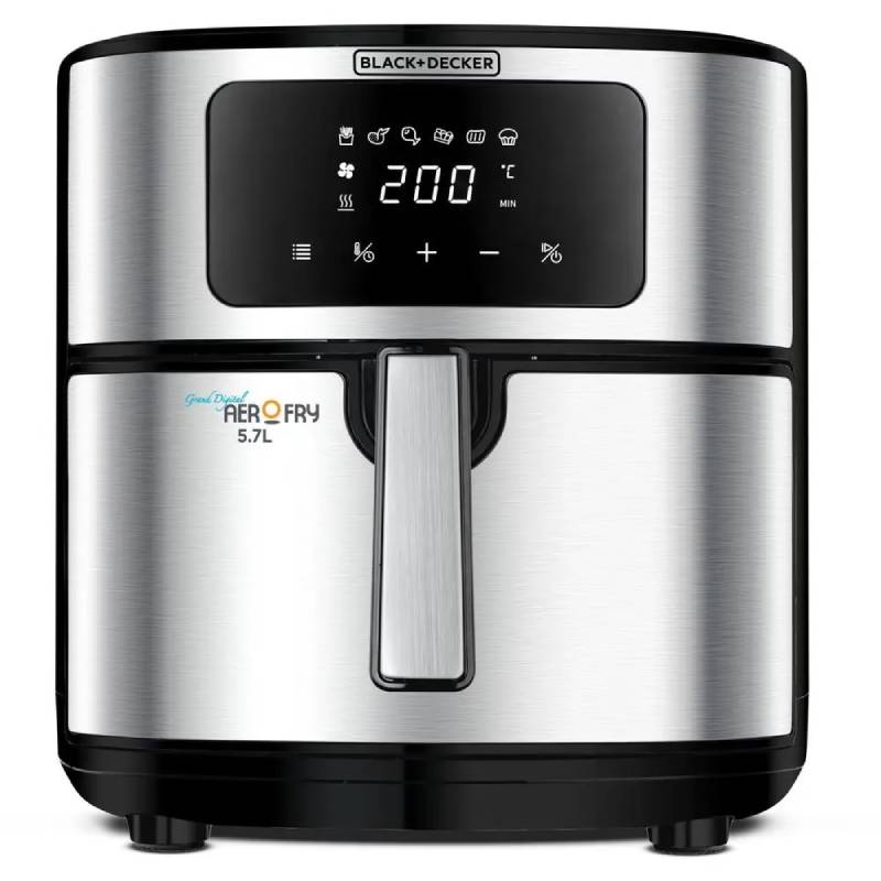 Black + Decker Airfryer Window 6-in-1 Multifunction 7.2L Grand Digital AerOfry, Black & Silver - 1500W
