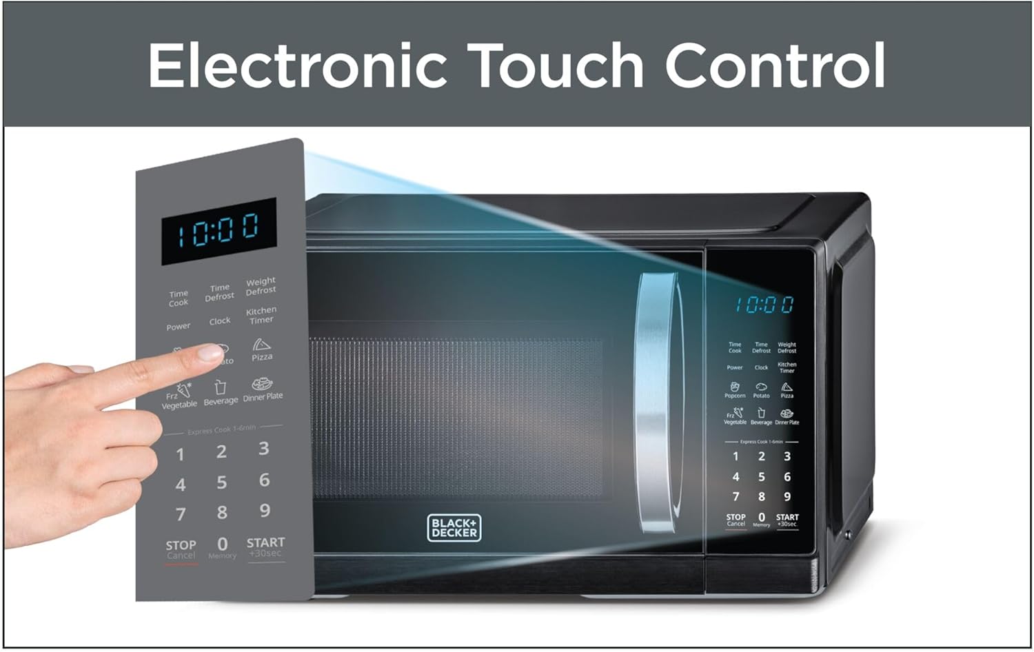 Black + Decker 25L Digital Microwave Oven with LED Display, 6 Auto Programs - Black