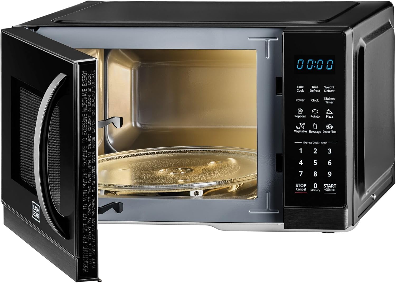 Black + Decker 25L Digital Microwave Oven with LED Display, 6 Auto Programs - Black