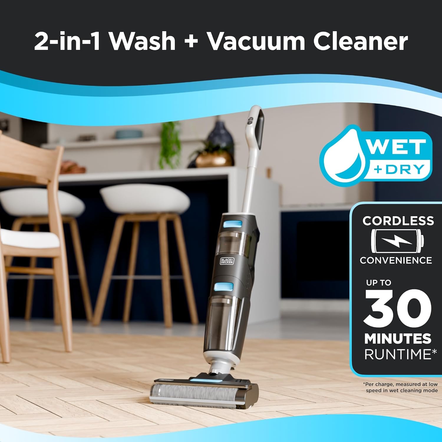 Black + Decker Cordless Wet Dry Vacuum Cleaner and Mop - Blue