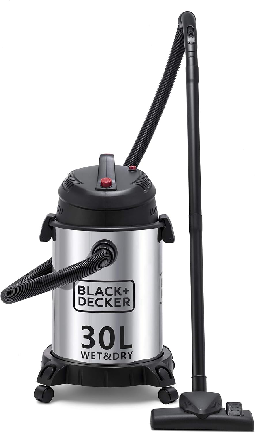 Black + Decker Wet & Dry Drum Vacuum Cleaner, Black & Silver - 1610W