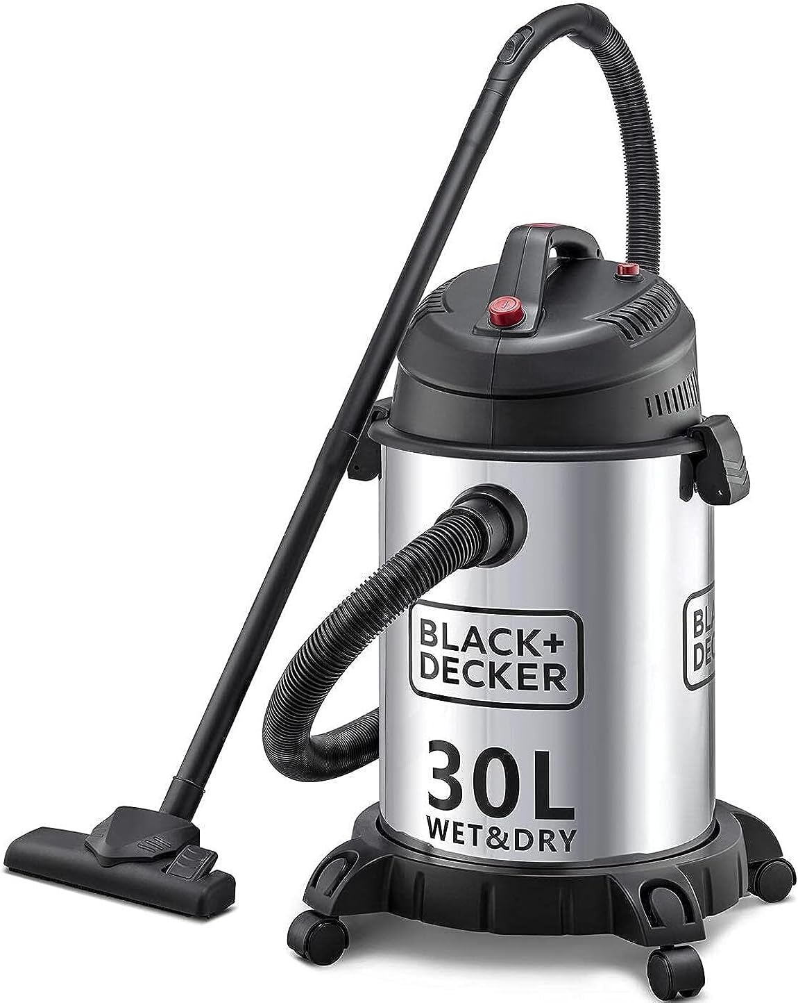 Black + Decker Wet & Dry Drum Vacuum Cleaner, Black & Silver - 1610W