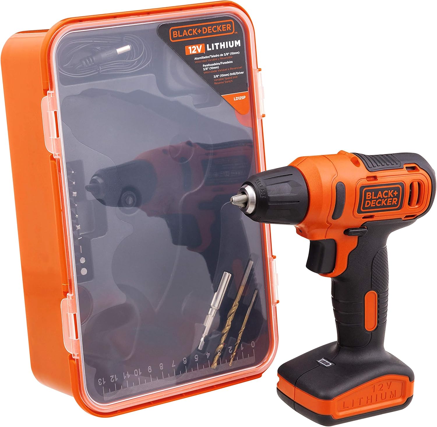 Black + Decker  12V Cordless Drill Driver With 13 Pieces Bits In Kitbox