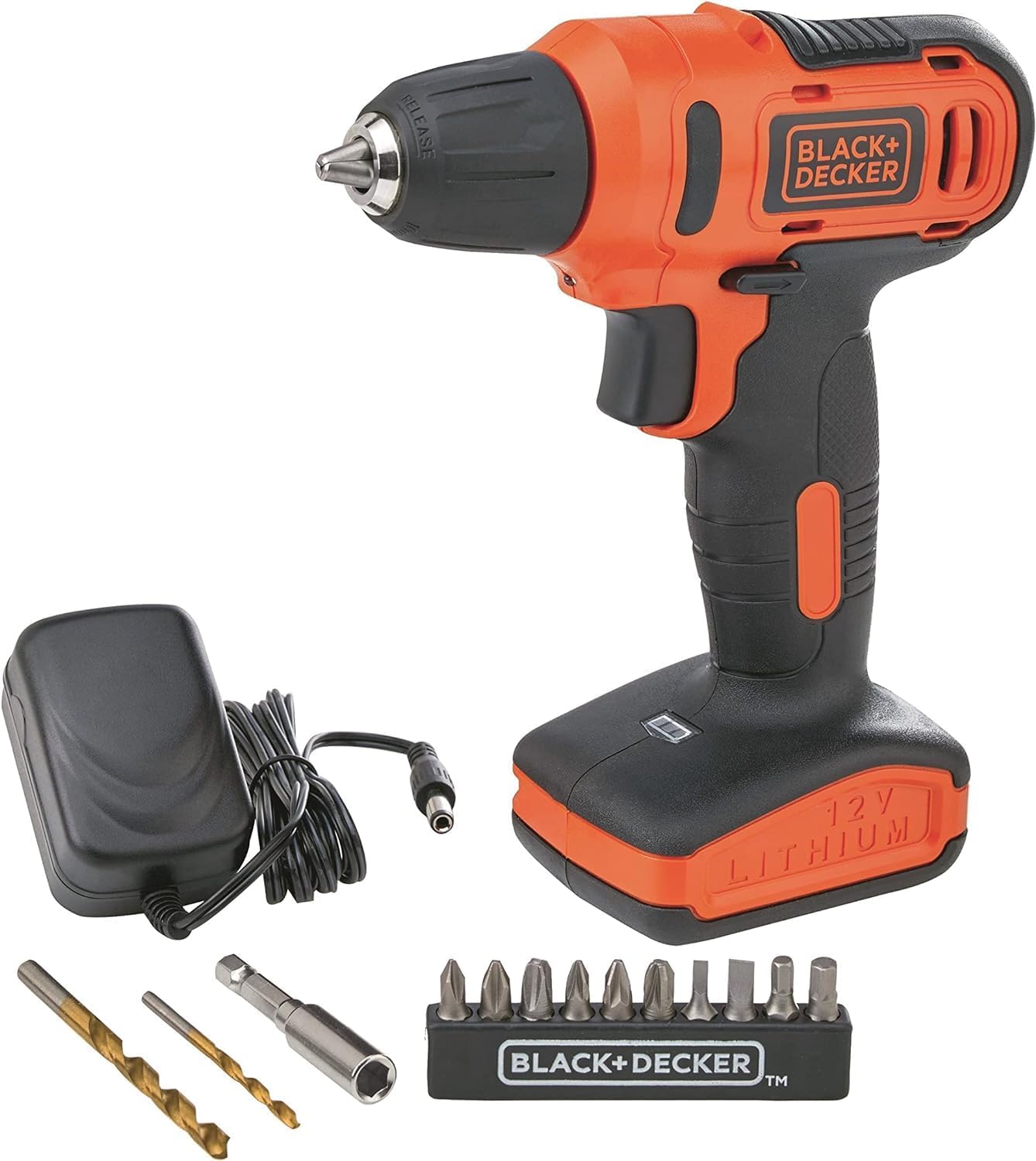 Black + Decker  12V Cordless Drill Driver With 13 Pieces Bits In Kitbox