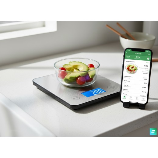 Fitdays Smart Digital Kitchen Scale, Silver  - 5 kg