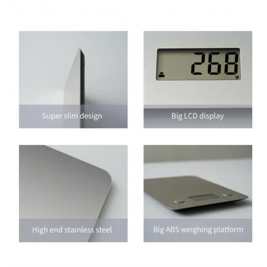 Fitdays Smart Digital Kitchen Scale, Silver  - 5 kg