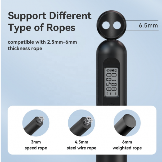 Fitdays Lightweight PVC Jump Rope with LCD Display - Black