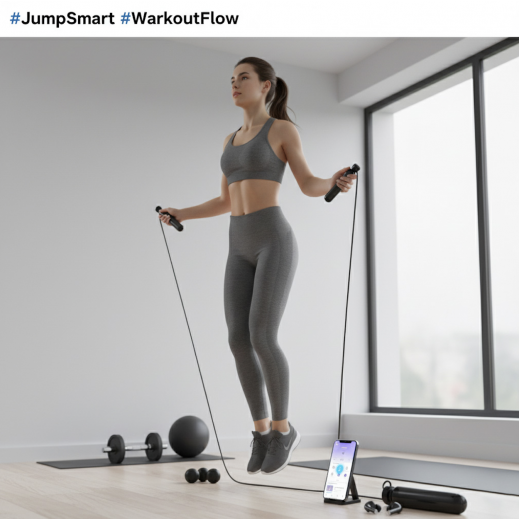 Fitdays Lightweight PVC Jump Rope with LCD Display - Black