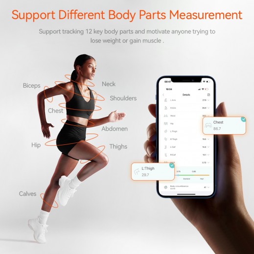Fitdays Smart Body Tape Measure, Smart Body Waist Ruler - White