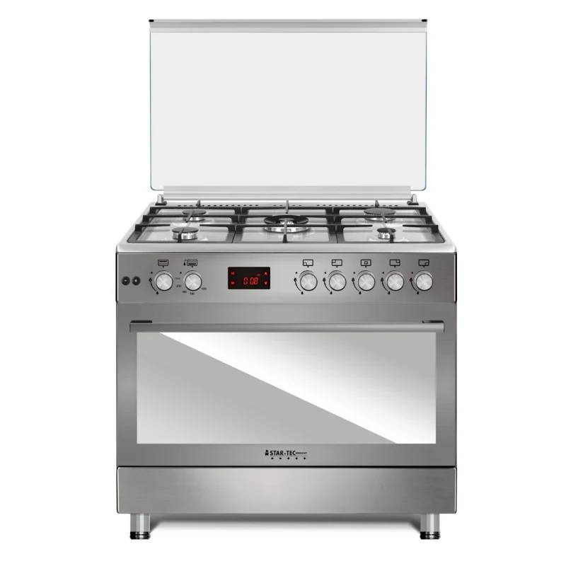 Startec 5 Burner Gas Cooker 90x60cm with Grill, Auto Ignition, Inox - ST-TSF90