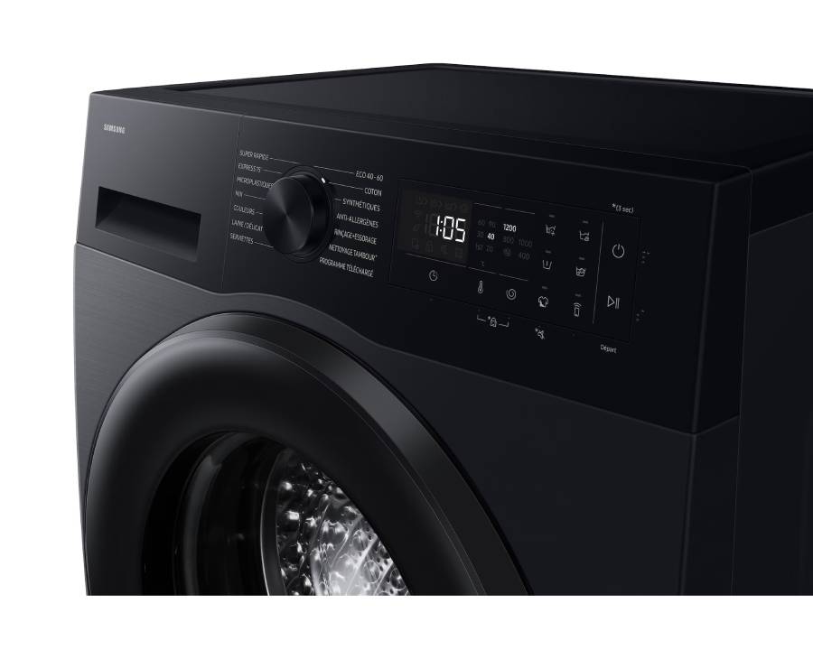 Samsung 8Kg Front Load Washing Machine, 1200 RPM, Digital Inverter Motor Eco, WW80FG5L32ABGK - Black