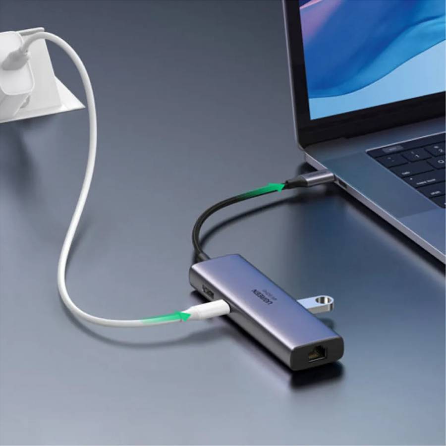 UGREEN USB-C Multifunction Adapter with Ethernet Interface - Grey