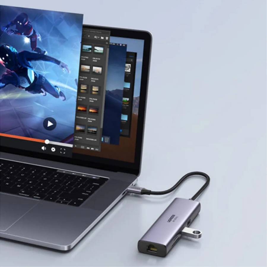 UGREEN USB-C Multifunction Adapter with Ethernet Interface - Grey