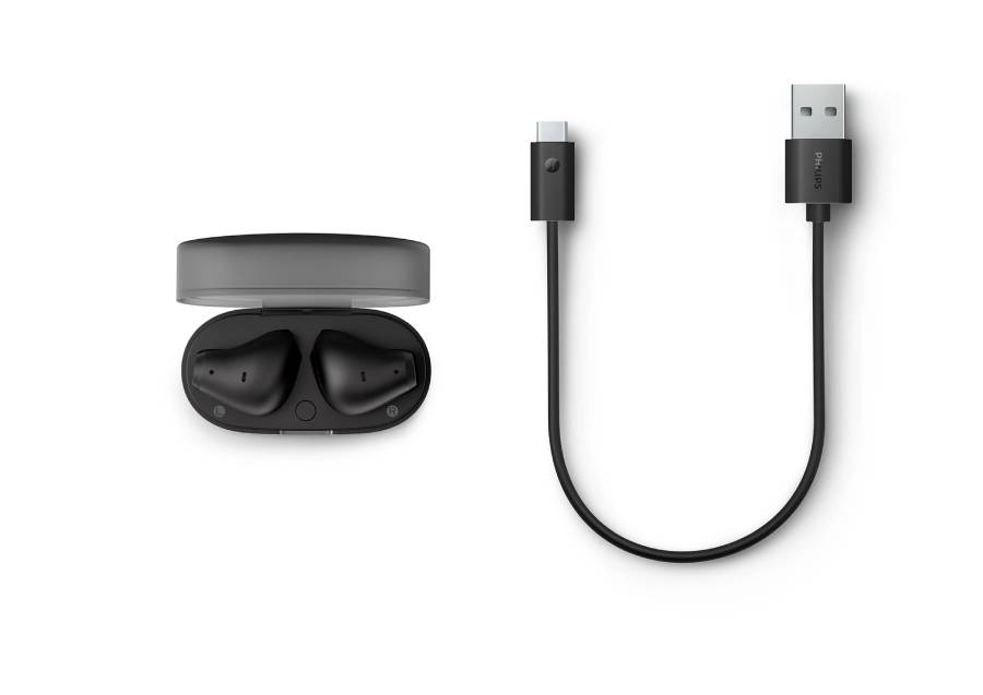 Philips TAT2139BK Wireless Bluetooth Headphones, Clear Calls and Pocket Charging Case - Black