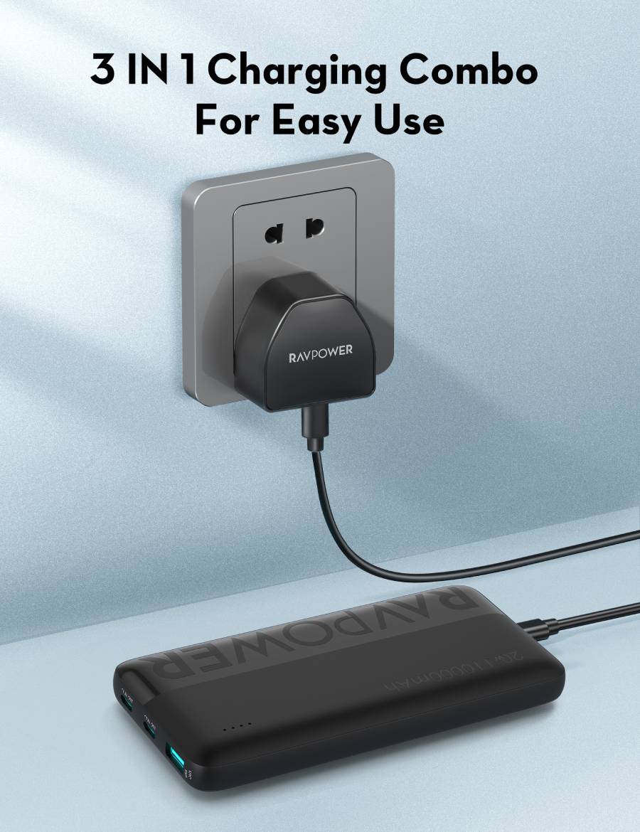 RAVPOWER 10000 mAh Combo for Power bank 20W 10000 mAh PB1228 - Black
