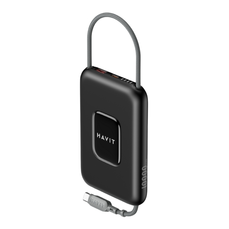 Havit PB32 10000mAh Power Bank+USB-C Cable - Black & Gray