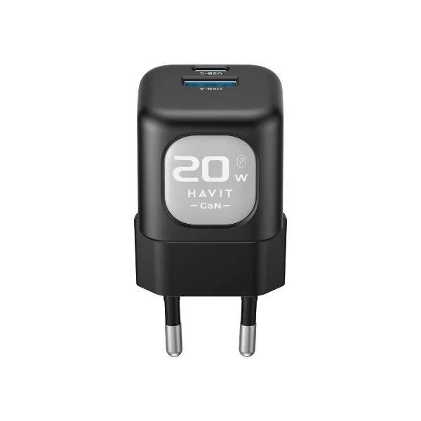 Havit Mobile series-USB charger 20W UC220 UK - Black & Grey