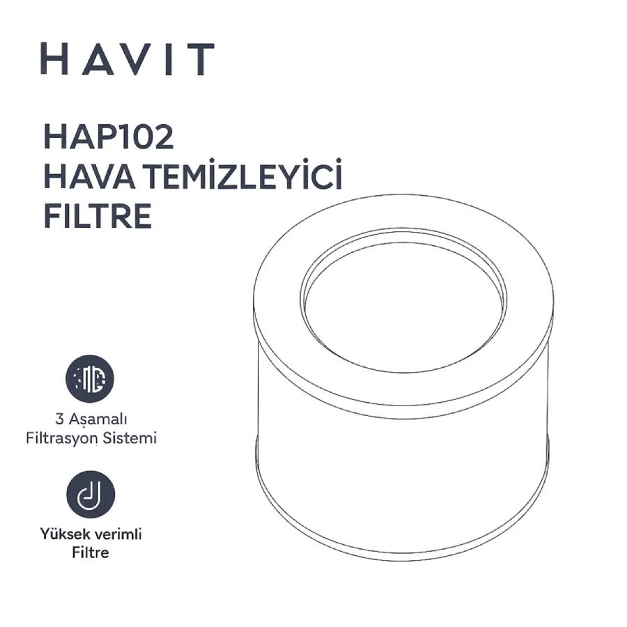 Havit HAP102 Air purifier Filter, High Efficiency for Fine Particles and Odors - Green