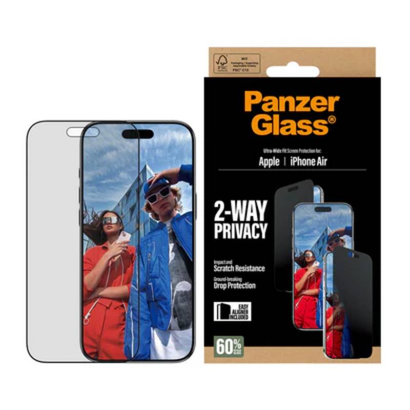 PanzerGlass 2-Way Privacy Screen Protector iPhone Air Ultra-Wide Fit w. EasyAligner