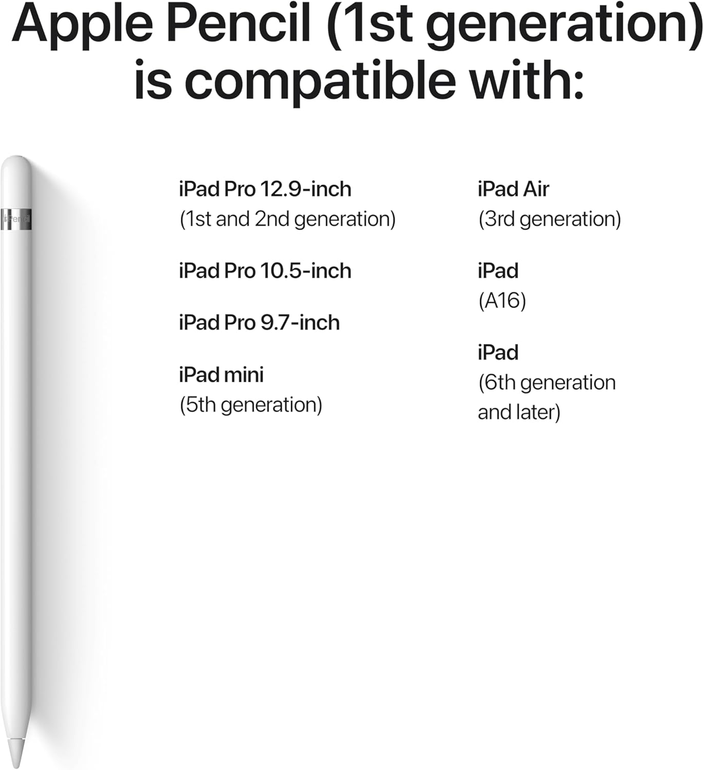 Apple Pencil, 1st Gen with USB-C to Apple Pencil Adapter - White