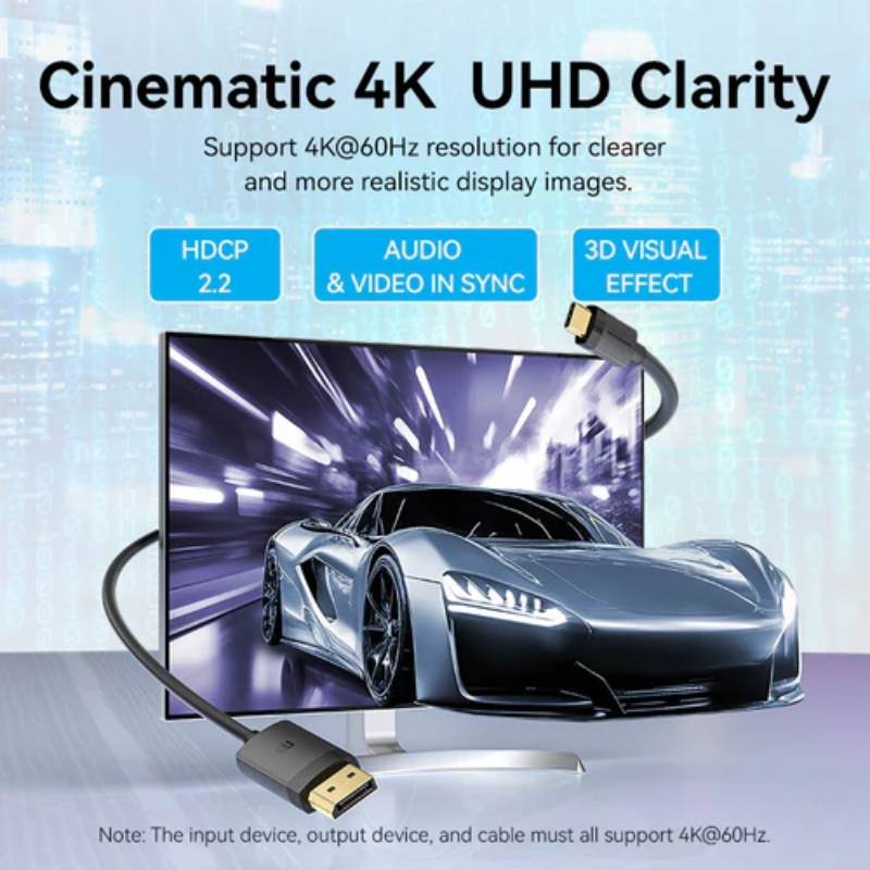 Vention USB-C to DP 4K HD Cable 2M - Black