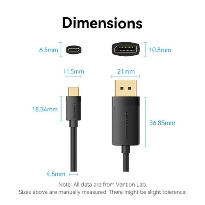 Vention USB-C to DP 4K HD Cable 2M - Black