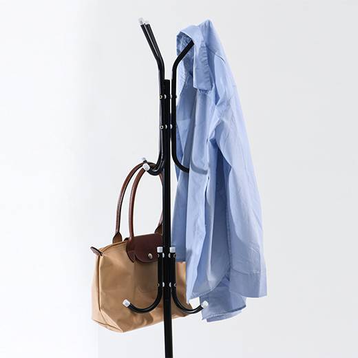 Garment Rack Stand Multi Hook Clothes And Bag Organizer, 9 Hook - Black