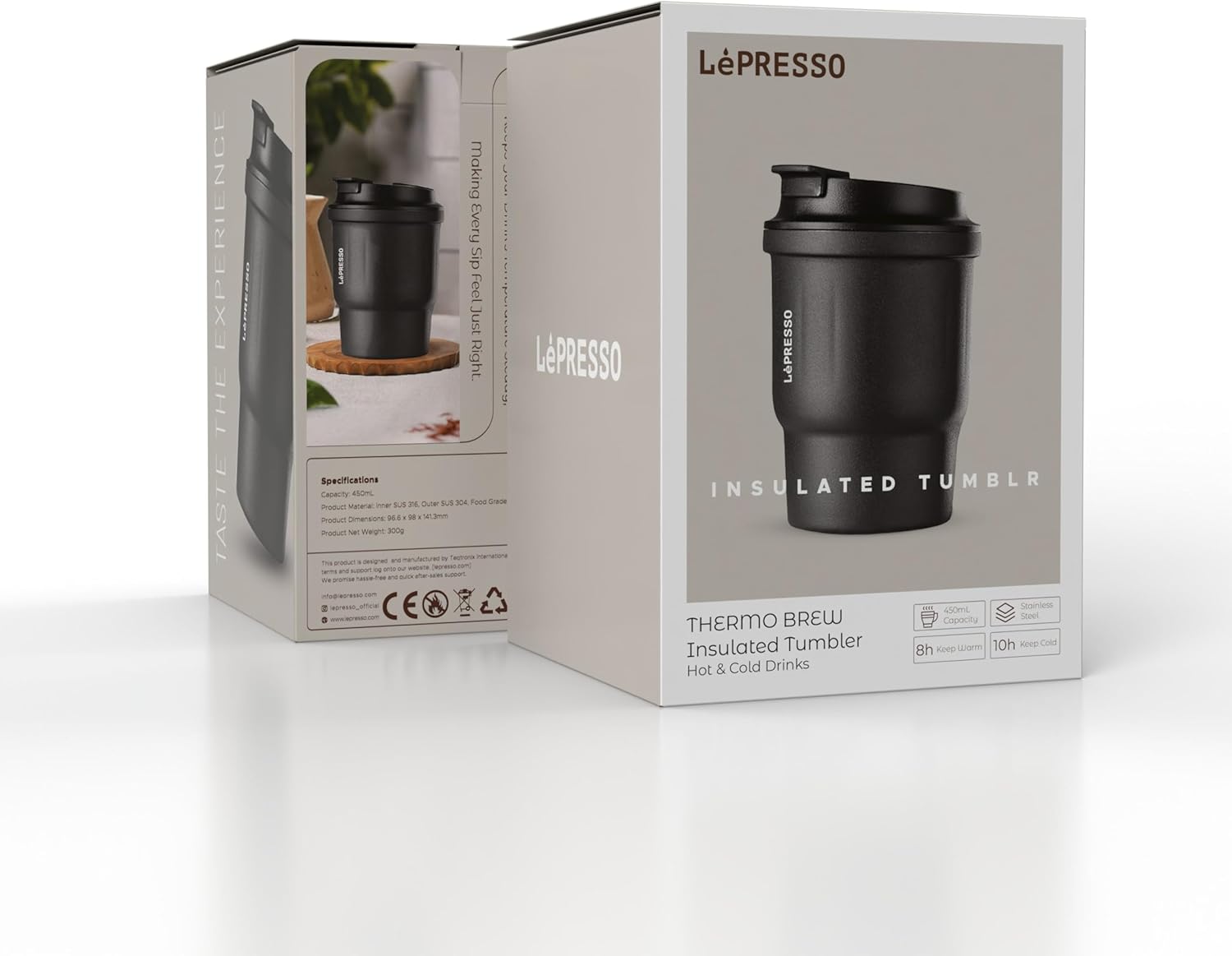 EQURA Urban Series Stainless Steel Coffee Mug 450ml - Black