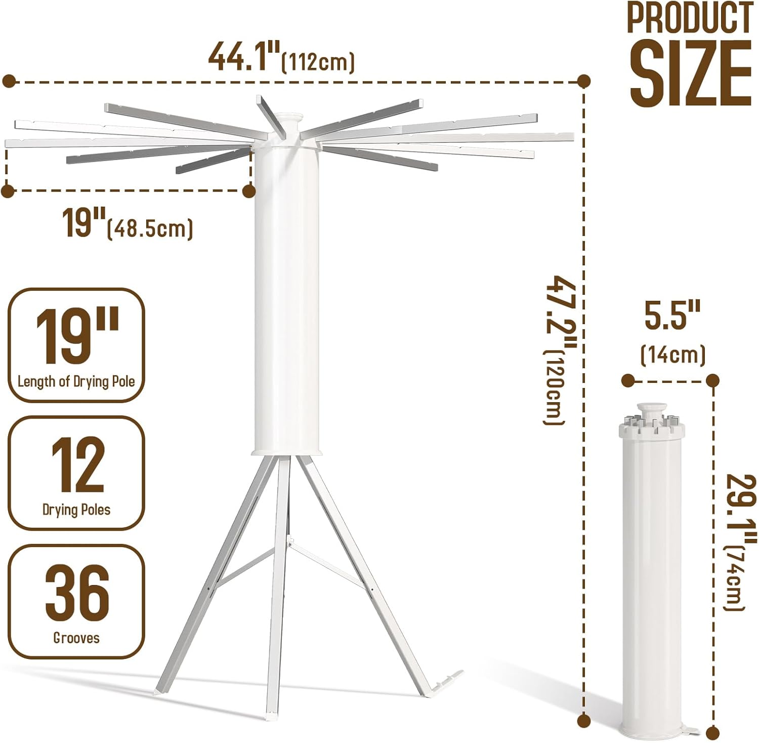Folding Cloth Hanger 12 Rods - White