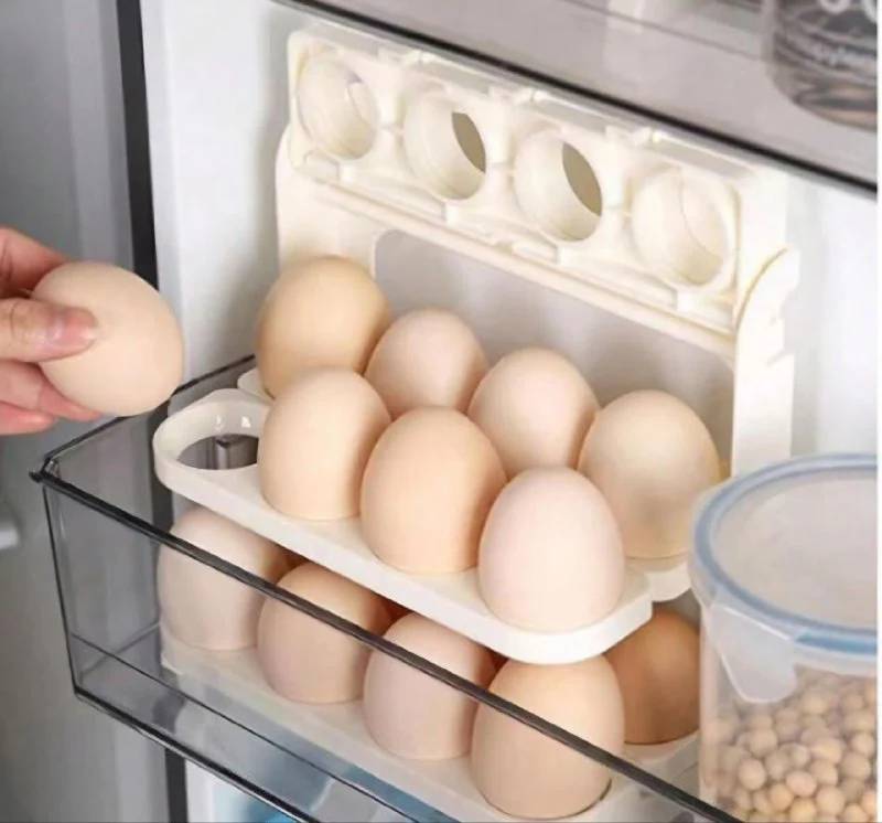 Transparent Egg Organizer, Egg Holder for 24 Eggs - White