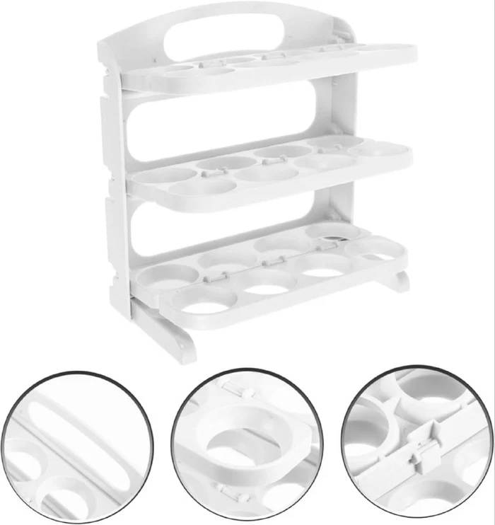 Transparent Egg Organizer, Egg Holder for 24 Eggs - White
