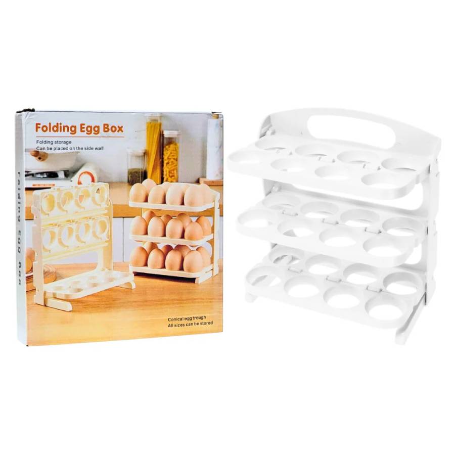 Transparent Egg Organizer, Egg Holder for 24 Eggs - White