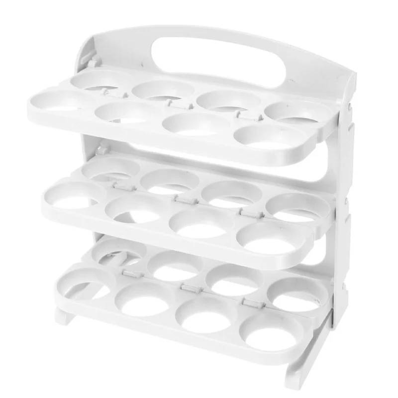 Transparent Egg Organizer, Egg Holder for 24 Eggs - White