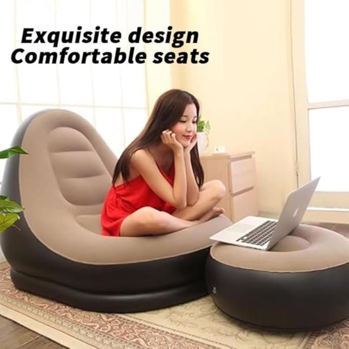 Inflatable Sofa with Foot Stool Set - Red
