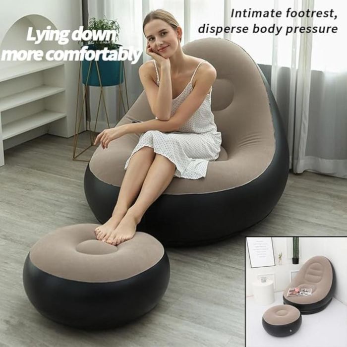 Inflatable Sofa with Foot Stool Set - Red