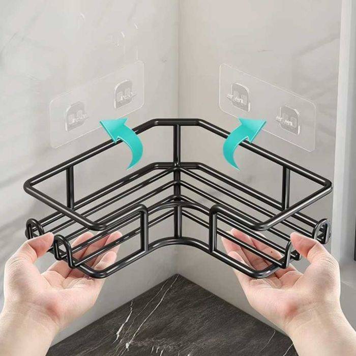 Bathroom Metal Corner Rack 4 Piece Set - Black