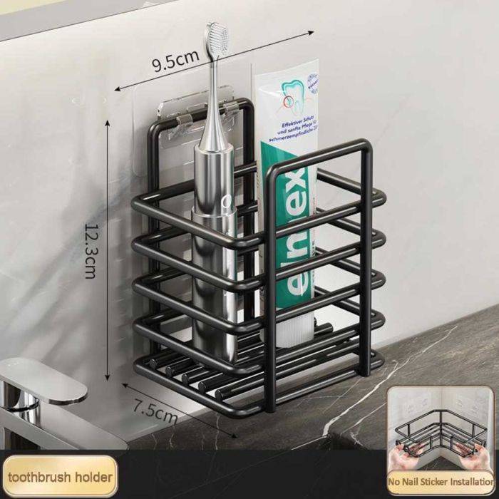 Bathroom Metal Corner Rack 4 Piece Set - Black