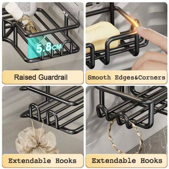 Bathroom Metal Corner Rack 4 Piece Set - Black