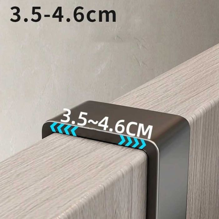Behind Door Hanging Shelf 6 Hooks - Grey