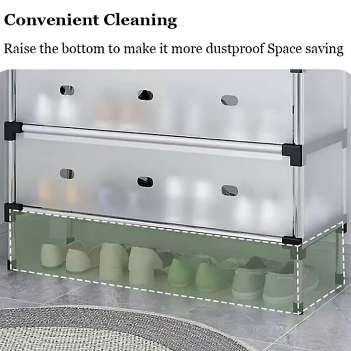 6-Layer Plastic Shoes Rack with Protective Cover - White