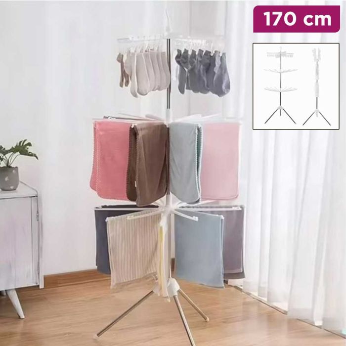 Foldable Vertical Laundry Dryer 3 Levels 170 cm - Silver