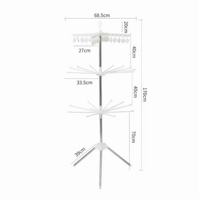 Foldable Vertical Laundry Dryer 3 Levels 170 cm - Silver