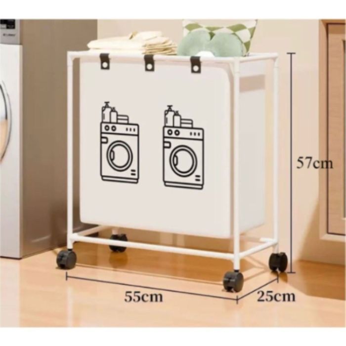 Multifunctional Laundry Trolley Basket - White