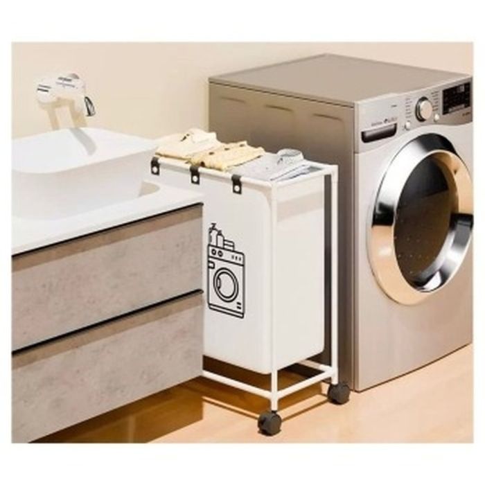 Multifunctional Laundry Trolley Basket - White