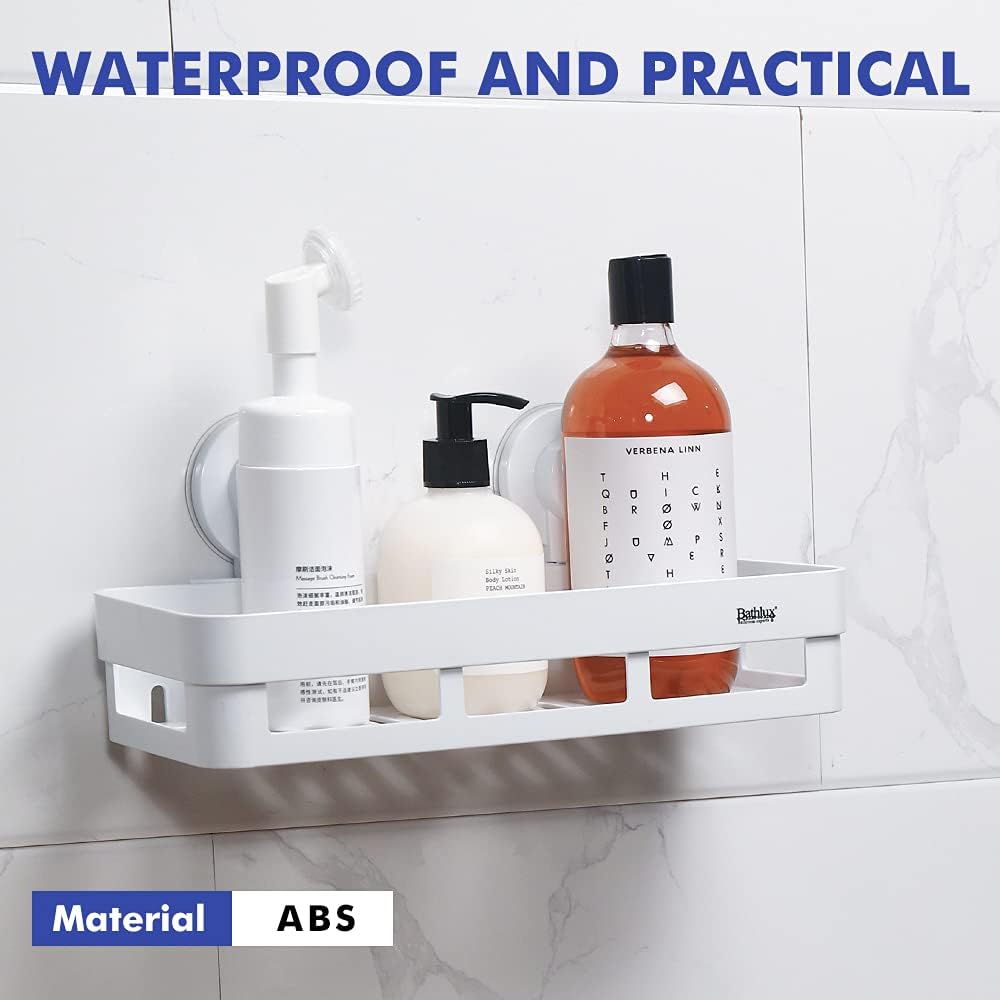 Bathlux Rectangular Bathroom Basket & Shower Shelf - White
