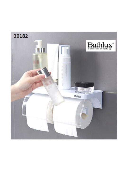 Bathlux Plastic Paper Holder Wall Mounted with Suction Cup - White