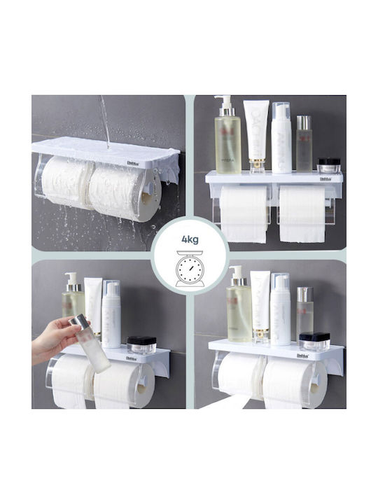 Bathlux Plastic Paper Holder Wall Mounted with Suction Cup - White