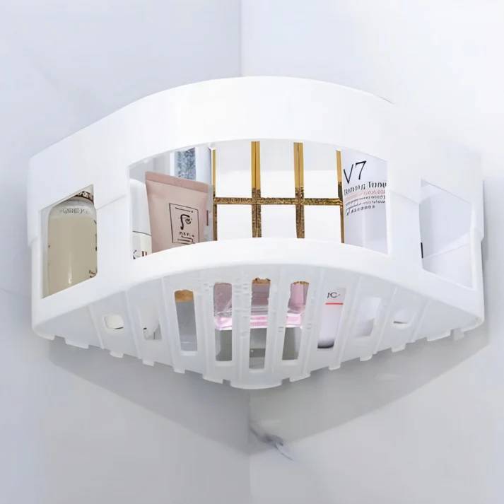 Bathlux Corner Bathroom Shelf, With Suction Cups - White
