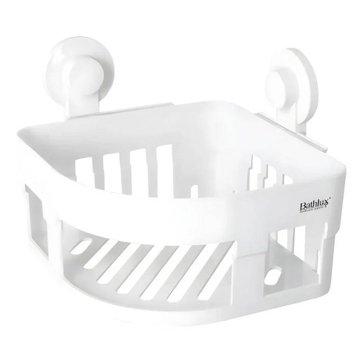 Bathlux Corner Bathroom Shelf, With Suction Cups - White