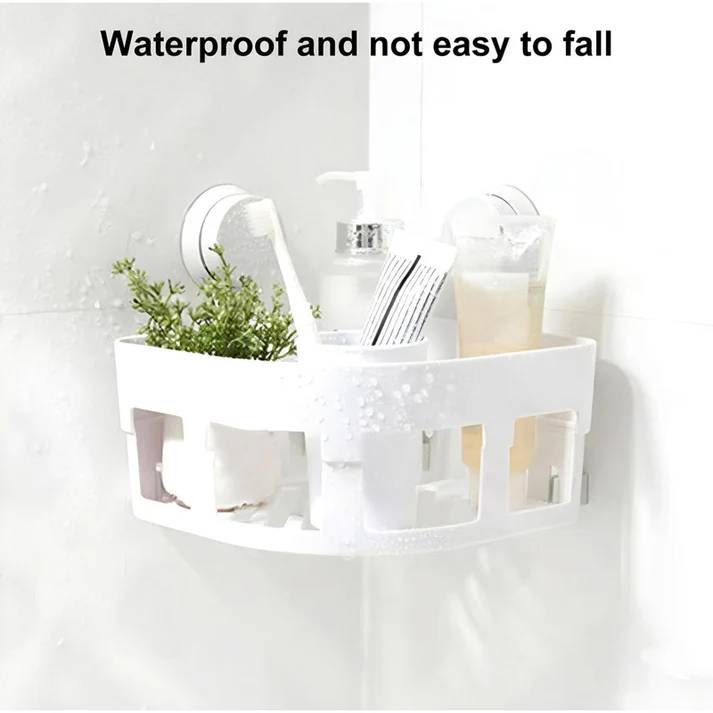 Bathlux Corner Bathroom Shelf, With Suction Cups - White